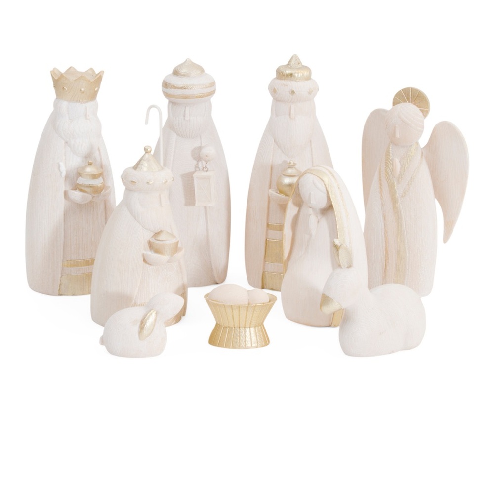 Elegant Nativity Scene Set - Cream and Gold